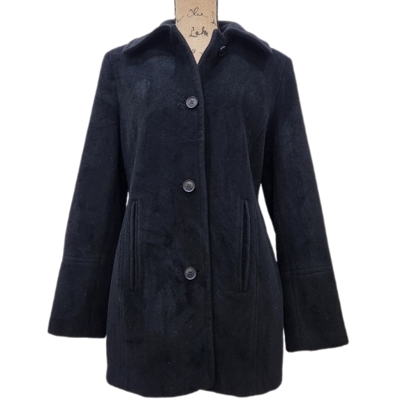 Calvin Klein Jackets & Blazers - Calvin Klein Angora Wool Black Pea Coat, US Women's Medium
